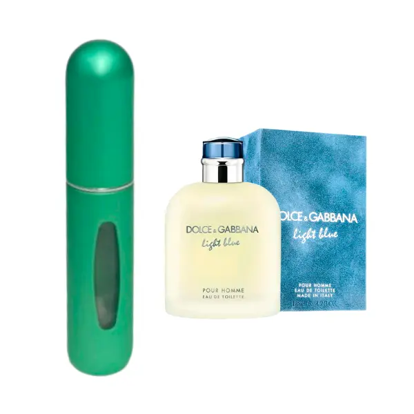 Decantador de perfume Light Blue de Dolce&Gabbana, 5ml, fragancia cítrica y fresca mediterránea.